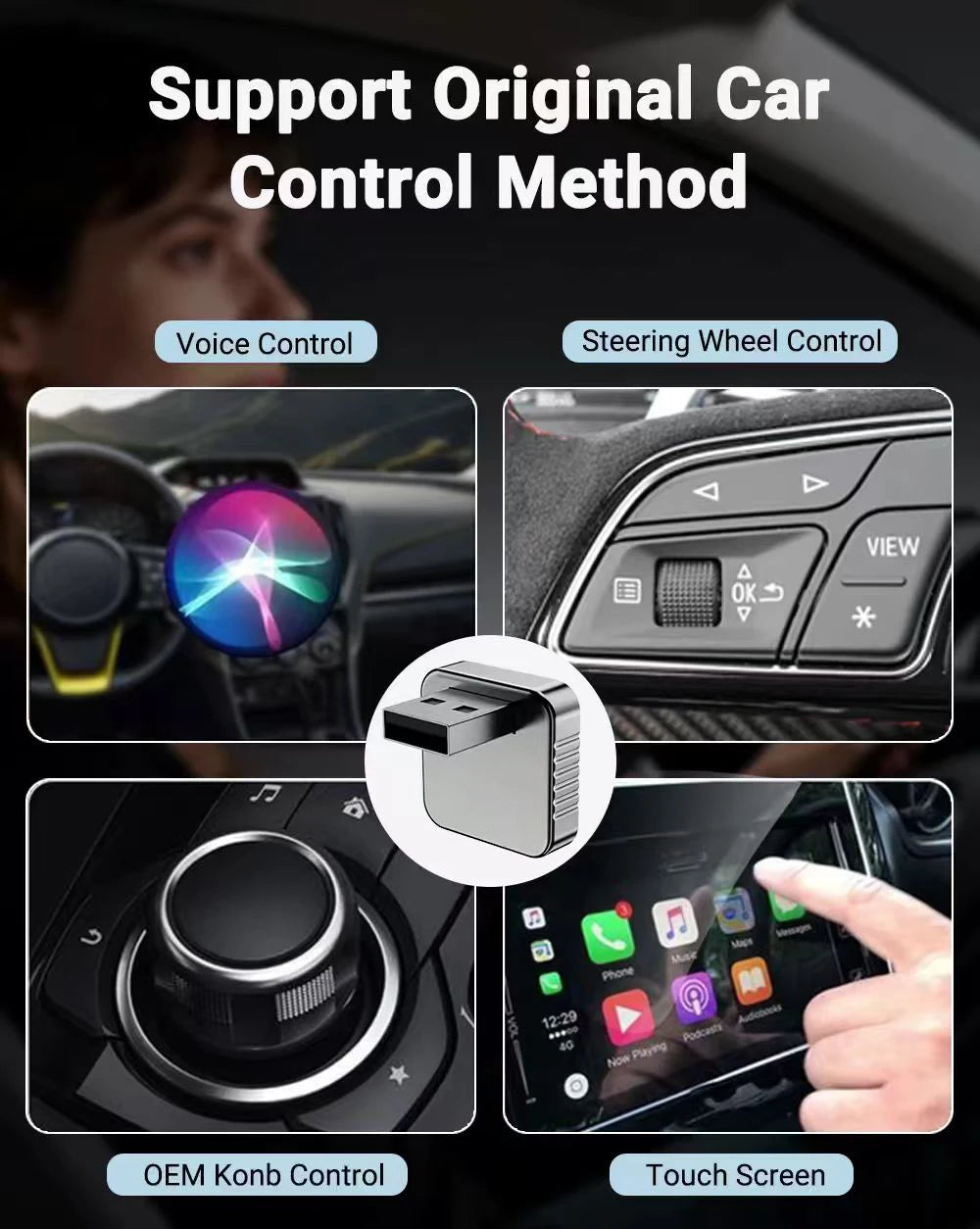 Modevo 2-in-1 Wireless CarPlay & Android Auto Adapter