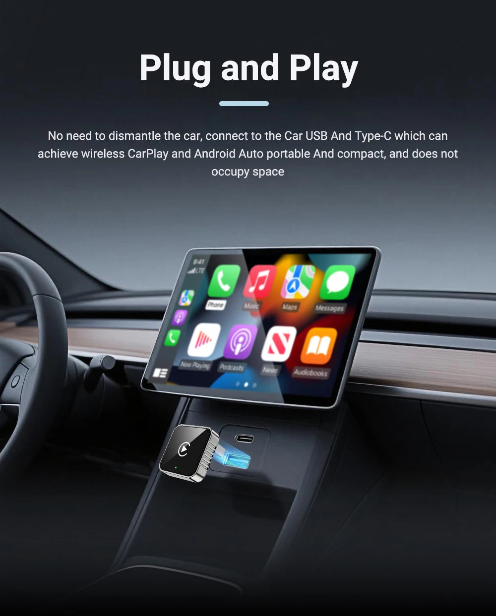 Modevo 2-in-1 Wireless CarPlay & Android Auto Adapter