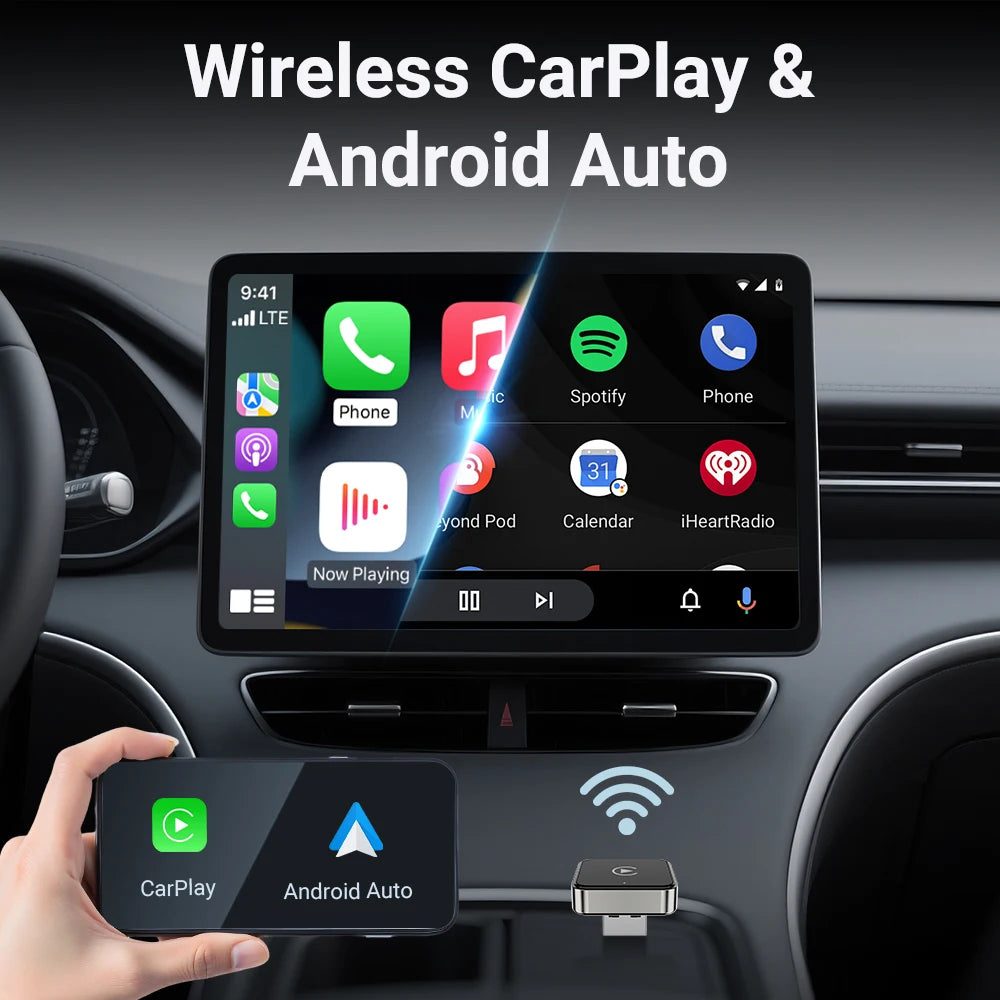 Modevo 2-in-1 Wireless CarPlay & Android Auto Adapter
