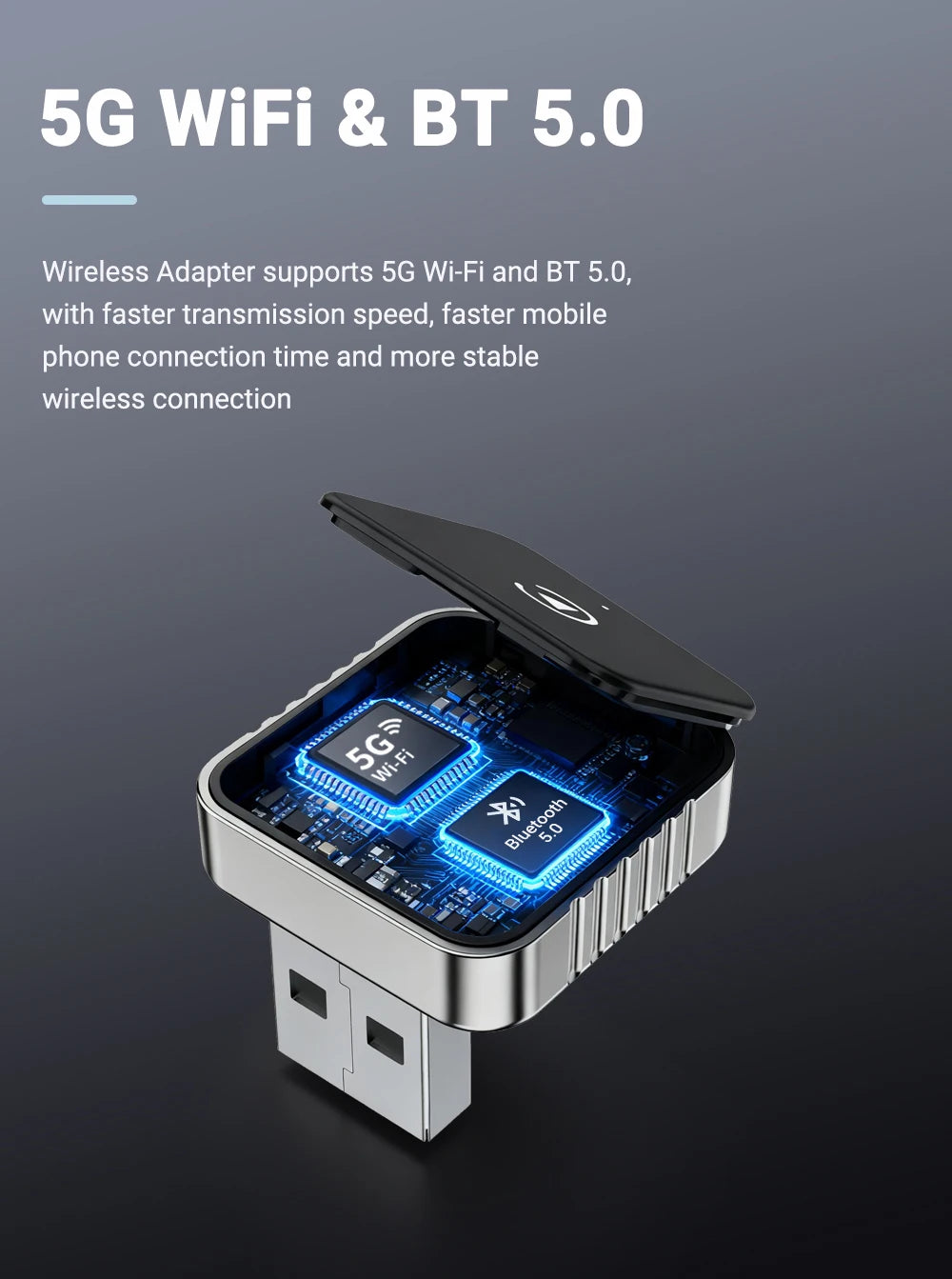 Modevo 2-in-1 Wireless CarPlay & Android Auto Adapter