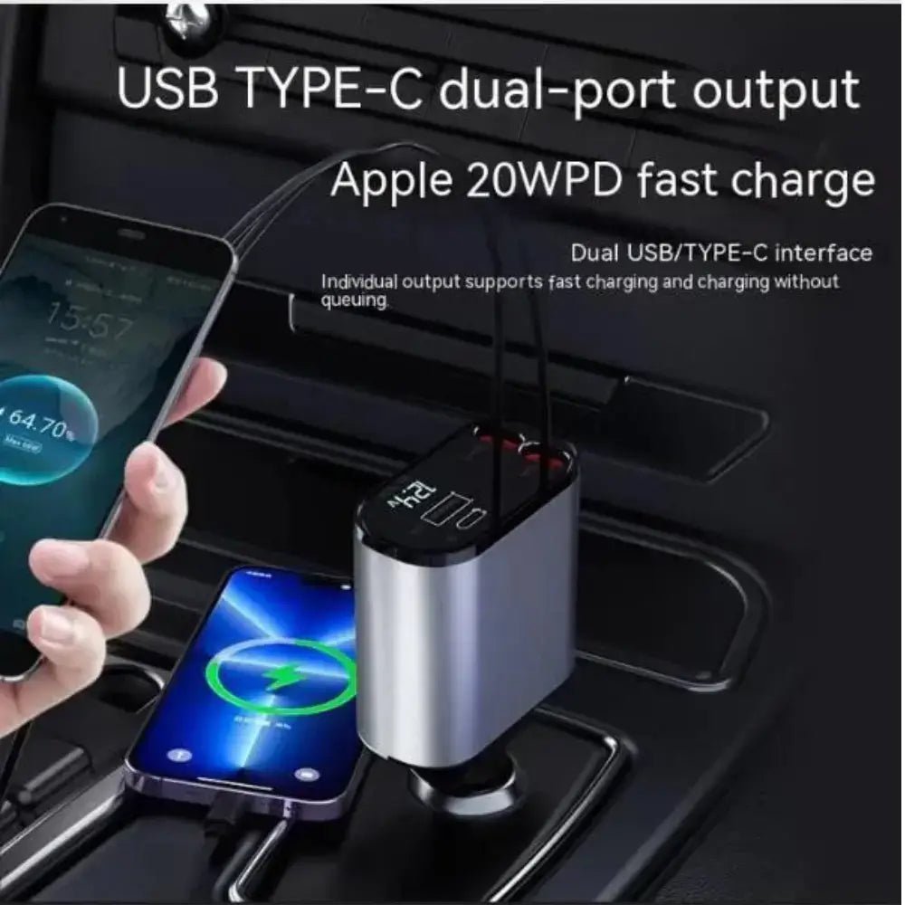 Modevo Super - Fast Clutter Free Retractable Car Charger - Modevo