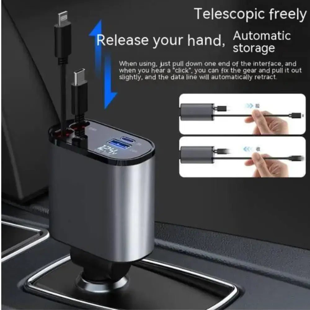Modevo Super - Fast Clutter Free Retractable Car Charger - Modevo