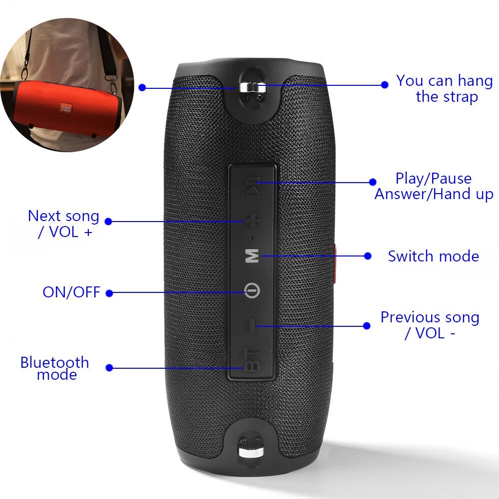 Modevo Waterproof Portable Bluetooth Speaker With Strap - Modevo