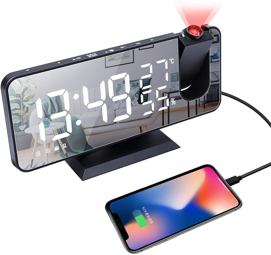 Modevo Projection Digital Alarm Clock w/ Phone Charger - Modevo